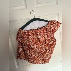sezane adeline paisley one shoulder top size 44